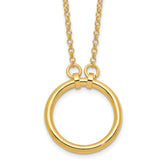 Sterling Silver Gold-tone Polished Circle w/ 2in ext. Necklace